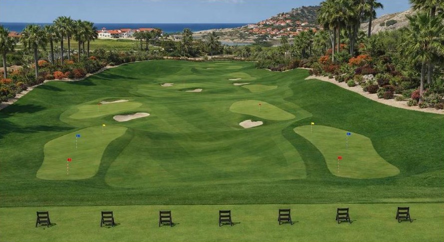 Rendering of the rebuilt practice range with target greens at One&Only Palmilla Golf Club